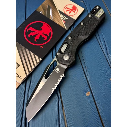 Нож закладной MicroTech MCT210T2PMBK MSI Ram-Lok, Part Serrated Black Blade