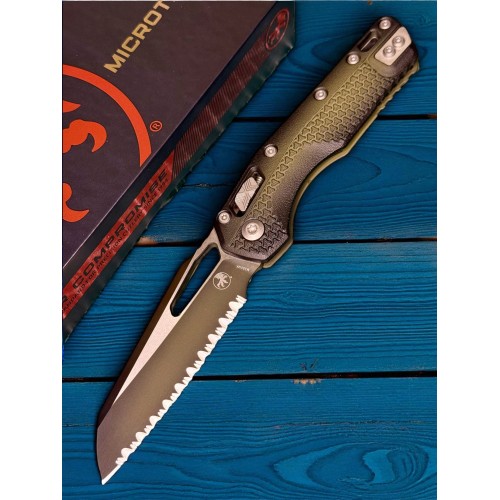 Нож складной MicroTech MCT210T3PMFBO MSI Ram-Lok, Serrated Blade, Bazooka Handle