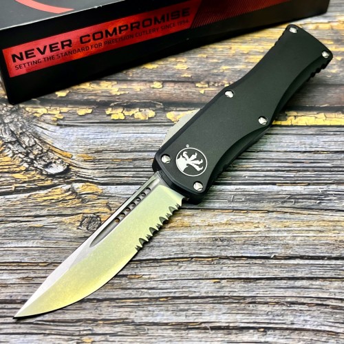 Нож складной MicroTech MCT70311 Hera, Part Serrates M390 Blade, Black Handle