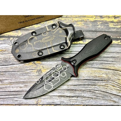 Нож N.C. Custom NCC001LE-A10BSW/G10BKRD GRAVE, AUS-10 BlackWashed Blade, G10 Black-Red Handle