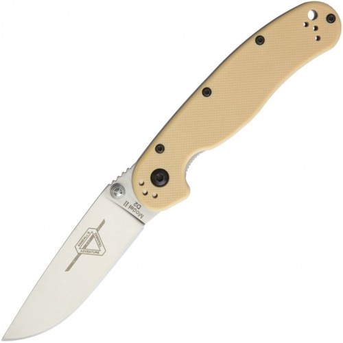 Нож складной Ontario Rat II, D2 Blade, Desert Tan Handle