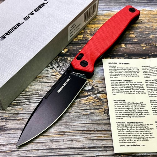 Нож складной RealSteel RS7652RB Huginn, Black Blade, Red G10 Handle