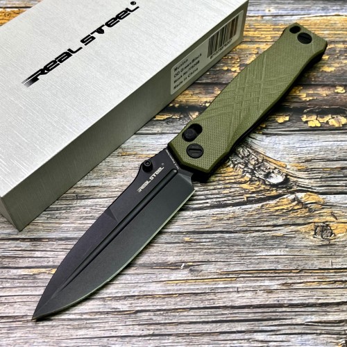 Нож складной RealSteel RS7752GB Muninn, VG-10 Black Blade, OD Green G10 Handle