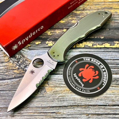 Нож складной Spyderco SC11PS Delica 4, Part Serrated Blade, Stainless Steel Handle