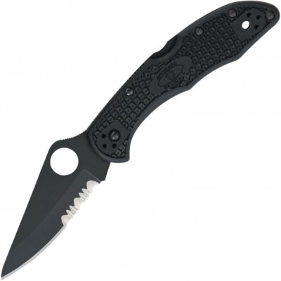 Нож складной Spyderco SC11PSBBK Delica 4, PartSerrated Black Blade