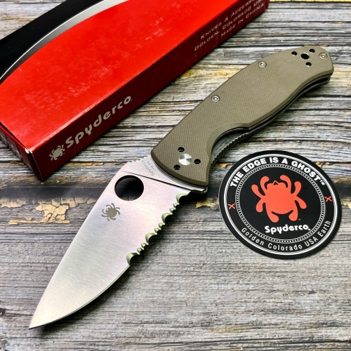 Нож складной Spyderco SC122GBNM4PS Tenacious, CPM-M4 PartSerrated, Brown Handle