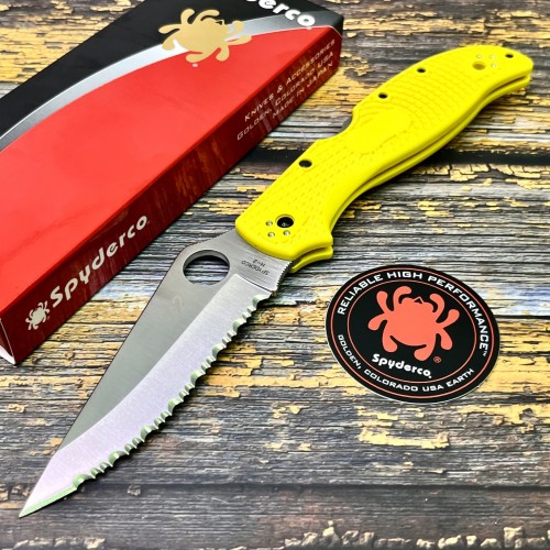 Нож складной Spyderco SC258SYL Stretch 2 XL, H2 Serrated Blade, Yellow Handle