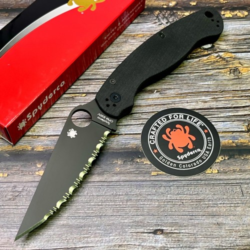 Нож складной Spyderco SC36GSBK2 Military 2, Black Serrated Blade