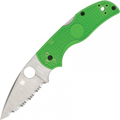 Нож складной Spyderco SC41SGR5 Native 5 Salt, LC200N Serrated Blade, Green Handle