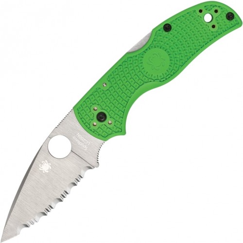 Нож складной Spyderco SC41SGR5 Native 5 Salt, LC200N Serrated Blade, Green Handle