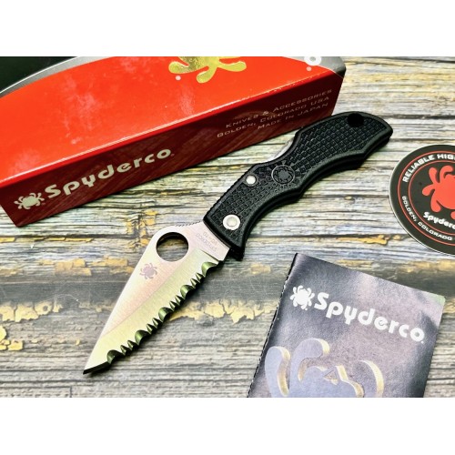 Нож складной Spyderco SCLBKS3 Ladybug 3, Serrated Blade, Black Handle