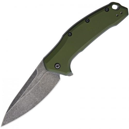 Нож складной Kershaw Link, BlackWash Blade, Green Handle