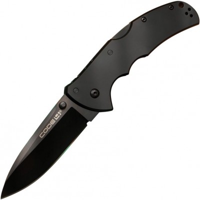 Нож складной Cold Steel Code 4, Black Spear Point Blade, Black Aluminium Handle