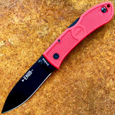 Нож складной Ka-Bar Dozier Folding Hunter, Black Blade, Red Handle