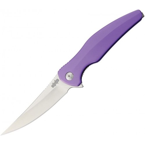 Нож складной Brous Blades Sniper 3.75 in. Stonewash D2 Steel Blade, Aluminum Purple Handle Linerlock Folder