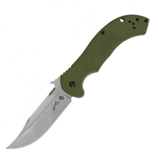 Нож складной Kershaw 6030 Emerson CQC-10K, Stonewashed Bowie Blade, Olive G10 Handles