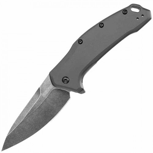 Нож складной Kershaw Link, BlackWash Blade, Gray Aluminum Handle