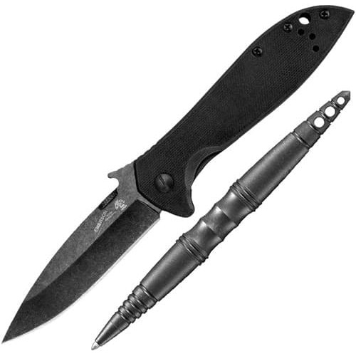 Нож складной Kershaw Emerson Design Tactical Kit Blackwash Wave Folder and Black Tactical Pen