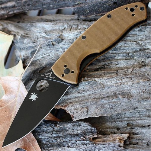 Нож складной Spyderco Tenacious, Black Blade, Brown G-10 Handle