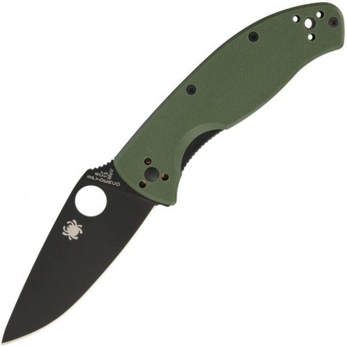 Нож складной Spyderco Tenacious, Black Blade, Green G-10 Handle