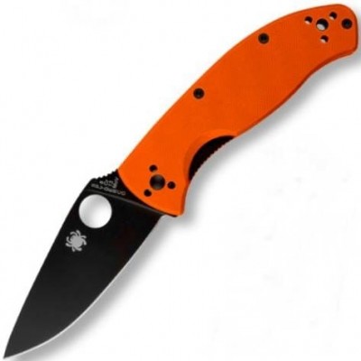 Нож складной Spyderco Tenacious, Black Blade, Orange G-10 Handle