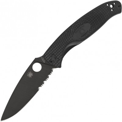 Нож складной Spyderco Resilience, Part Serrated Black Blade, FRN Handle