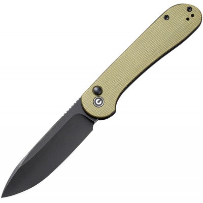 Нож складной Civivi C2103B Button Lock Elementum, Black Stonewashed 14C28N Blade, Olive Micarta Handle