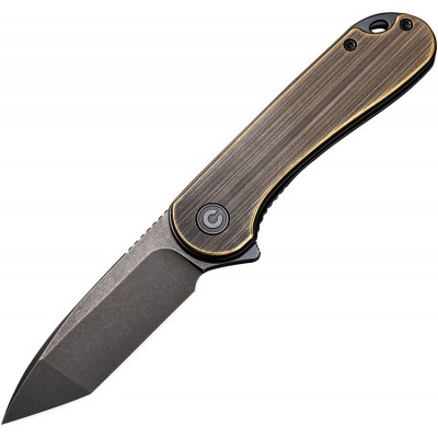 Нож складной Civivi C907T-A Elementum, Black Stonewashed Tanto D2 Blade, Brass Handle