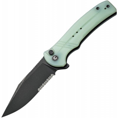 Нож складной Civivi C20038E-3 Cogent, Black Stonewashed 14C28N Part Serrated Blade, Natural G10 Handle