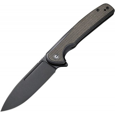 Нож складной Civivi C20060-3 Voltaic, Black Stonewashed 14C28N Blade, Black Steel Handle With Dark Green Micarta